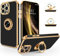 SouliGo for iPhone 15 Pro Case 360° Ring Holder Kickstand Magnetic Car Mount Slim Luxury Plating Soft TPU Anti-Scratch Protective Bumper Phone Cover for iPhone 15 Pro 6.1, Black