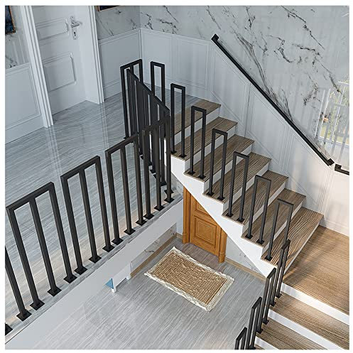 MAZHONG Handlauf Treppe Schwarz U Förmiges Treppengeländer Aus Schmiedeeisen Nordische Moderne für Villen, Balkone, Korridore, Innenräume Rutschfester Dekorativer Zaun Brüstungsgeländer(Size:95cm)