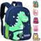 LUKIUP Kindergartenrucksack Dinosaurier, Kinderrucksack Jungen Mädchen Kleiner Freund Rucksack, Dinosaurier Grün Rucksack für Kita Kindergarten Ab 2-5 Jahren (28 * 22 * 10 cm)