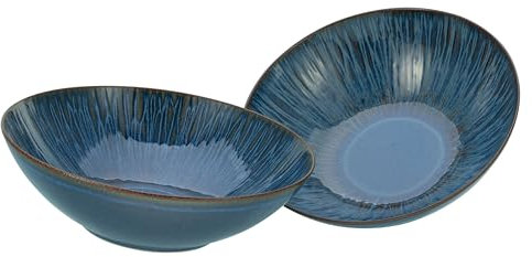 CreaTable, 33084, Serie Sea Breeze, 2-teiliges Geschirrset, Schüssel Set aus Steinzeug, spülmaschinen- und mikrowellengeeignet, Made in Europe