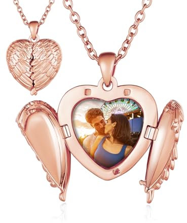 Custom4U Bijoux Collier Charme pour Femme Personnalisé Photo Collier Pendentif Locket Prénom Personnalisable