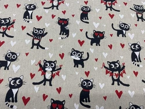 LONETA KATZEN Stoff Bastelstoff Polsterstoffe 100% Baumwolle Stoff Meterware 1 Meter x 150 cm