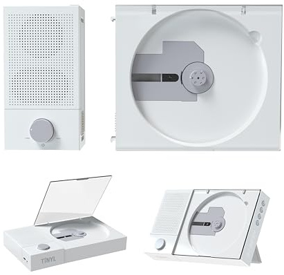 [TINYL Split] All-New Upgraded 3-in-1 CD Player, Detachable Bluetooth Speaker & CD Player, Portable, Rechargeable (White Pearl)