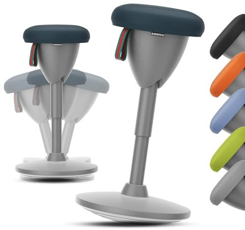 QIGEEKU Wobble Hocker Stehpult Hocker, Ergonomischer Aktiver Lernhocker, Höhenverstellbar, Drehhocker, Gepolsterter Büro-Schreibtischstuhl für Büro, Zuhause, Sitzen, Stehen, Balance und Wackeln (Grau)