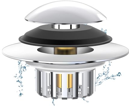Universal 3 in 1 Bathtub Drain Stopper Bathtub Drain Hair Catcher, Pop-up Tub Stopper with Effective Filter Basket, Anti-Clogging Bathtub Drain Plug Bath Tub Stoppers for 1.45-1.8 Drain Shoe