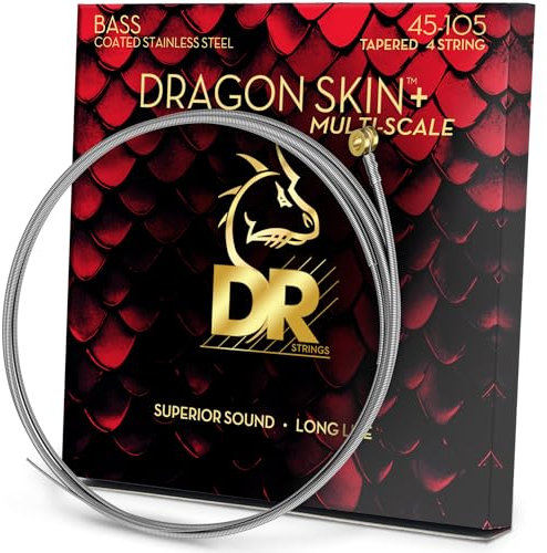 DRAGON SKIN+ - Corde per basso in acciaio inox rivestite - DBSM-45 - Suono superiore con sensazione confortevole e lunga durata: Multi-Scale Medium 45-105