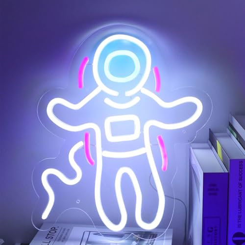 Astronauten Neonschild,Neonlichtschilder zur Wanddekoration,LED Neonschilder mit Haken, USB betrieben,blaue LED Schilder,dimmbares Neon-Wandlicht für Kinder,Schlafzimmer,Wohnzimmer, Kinderzimmer,Bar