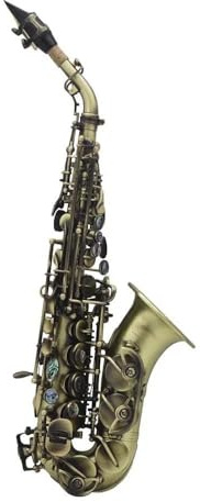 Saxophone Professionnel Ellenbogen Kleine Sopran Saxophon Messing Goldene Carved Muster Perle Weiß Shell Tasten(Cyan Antique)