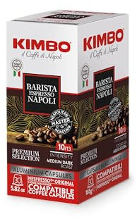 KIMBO - Capsules de Café Barista Espresso Napoli, Intensité 10/Torréfaction Moyenne-Foncée, Lot de 4 boîtes de 30 Capsules Compatibles Avec Nespresso®