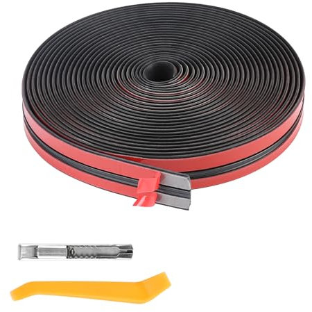 EFUTURETIME 10 Metros Junta de Goma Adhesiva para Parabrisas, 19 mm de ancho, Tira de Sellado de Coche Cinta Autoadhesiva Universal para Techo delCoche, Negro