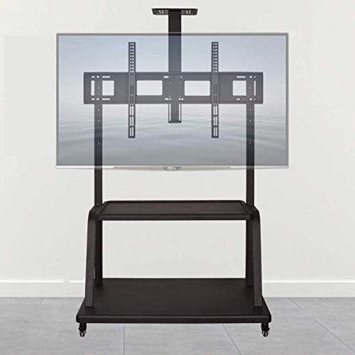 Supporto TV da Tavolo Girevole Universale Supporto TV Sottile in Acciaio Inox per TV da 65-98 Pollici Supporto TV da Pavimento Nero su Ruote