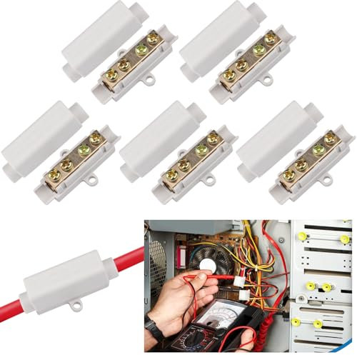 Suevut Connettore per Cavi, 5 Pezzi Morsettiera in Ottone, Doppie Viti, Guscio in ABS Isolante, 1000V 100A, Gamma di Collegamento 2,5-16 mm², Ideale per Impianti Elettrici e Cablaggio Industriale