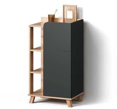 Livinity Unterschrank Marano, Anthrazit 50 x 90 cm | 1 Schublade · 1 Tür · Offener & geschlossener Stauraum · Platzsparende Form · Für Pflegeprodukte & Badutensilien