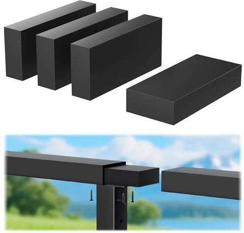 Gyykzz 4 Pack Black 120mm Extension Connector for Stainless Steel Flat Handrail, Rectangular Hand Rail Fitting for Top Cable Railing, High Strength POM Connecting Block for Horizontal Handrail