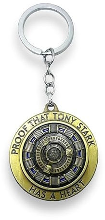 Portachiavi con reattore ad arco, prova che Tony Stark ha un cuore, medaglione in metallo da 5 cm, bronzo antico