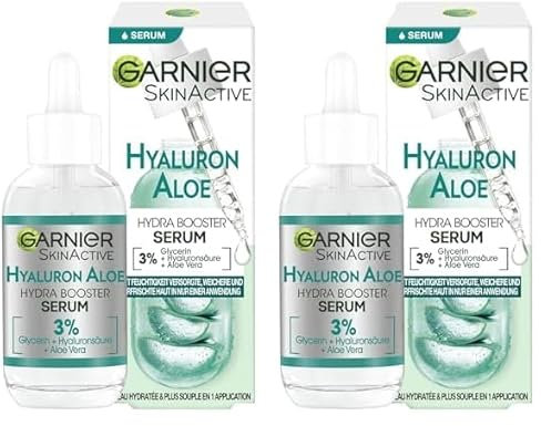 Garnier Feuchtigkeitsspendendes Serum für ein straffes und strahlendes Hautbild, Mit beruhigender Aloe Vera und Hyaluronsäure, Skin Active, 30 ml (Packung mit 2)