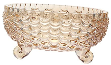 ULTECHNOVO 1Pc Creative Three Legged Amber Glass Bowl Multi Functional Salad and Dessert Serving Bowl for Home Parties and Restaurants Smooth Rim Easy to Clean Decorative Kitchen