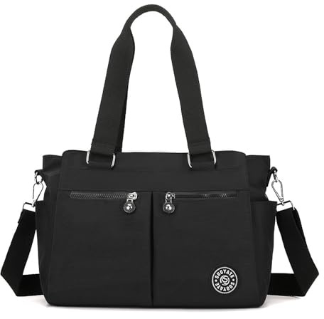 IGUGI Umhängetasche Damen Groß Tasche Nylon Handtasche Gross,Handtasche Damen, Arbeitstasche Damen, Mit Leicht Verstellbaren Breiten Gurten, Geeignet für College, Schule, Shopper