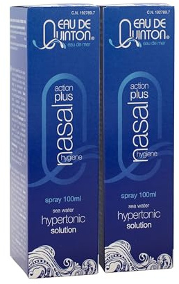 Quinton Action Plus - Spray Nasal Agua de Mar Hipertónica, 100 ml, Pack 2 | Descongestión intensa; ideal postoperatorio y gripe severa. Humidifica la mucosa. Ahorro pack doble