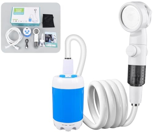 URPIZY Douche électrique portable d'extérieur avec batterie de 4000 mAh et pompe à eau de 5 l/min | 3 niveaux de pression d'eau étanche pour camping, dortoir, chantier