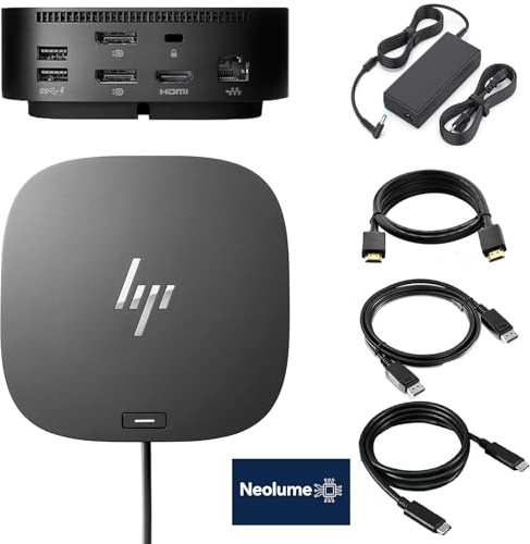 HP Docking Station for Laptop Dual Monitor and Charging G5 Bundle - HP USB-C G5 Dock 5TW10AA / 5TW10UT / 5TW10AA#ABB with 120W AC Adapter + HDMI Cable + DisplayPort Cable + USB-C Cable