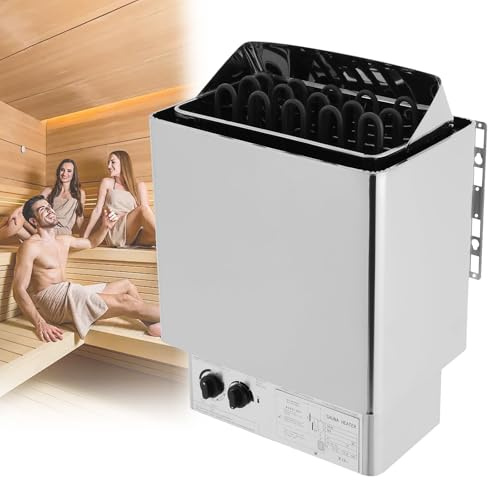 AETEREOS Elektroherd Saunaofen, Saunaofen Elektrisch mit Timer, Temperaturbereich 0–80 °C, Sauna Ofen für 3-9 m³, Wandmontage 6KW