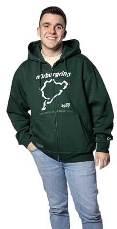 Nürburgring Herren Zip-Hoodie „Pitstop“ Dunkelgrün – Frontprint für Motorsport-Fans