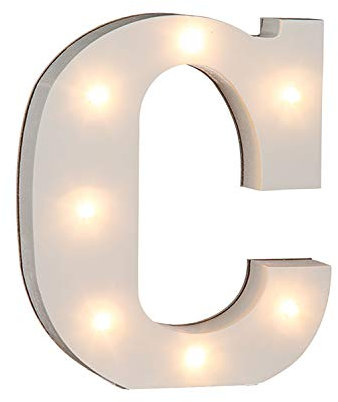 Out of the Blue 57/6076 - Holz Buchstabe C beleuchtet mit 7 LED Lichtern, batteriebetrieben, ca. 16 cm