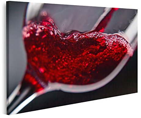 islandburner Tableau sur toile Vin rouge dans un verre à vin sur fond noir Cadre Affiche Poster Murale Tableaux
