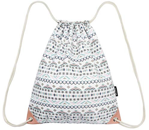 LEAPOP Unisex Turnbeutel Segeltuch Sporttaschen Gymsack, Hipster Niedlich Drucken Pattern Beutel Sportbeutel Tasche Tüte Rucksack mit Innentasche (Geometrisches Muster)