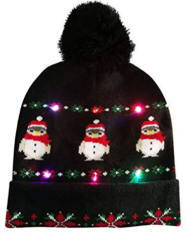 YEBIRA Unisex Mütze LED leuchtet mit Bommeln Feiertag Weihnachtsweihnachtsmütze (Einheitsgröße, R)