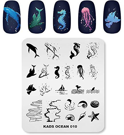 KADS Stamping Plates for Nail Art Ocean Seahorse Shell Starfish Template Image Plate Stencil Nails Tool (OC010)