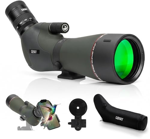 Gosky Cannocchiale 20-60 x 80 a doppia messa a fuoco – impermeabile HD ottica zoom con custodia e adattatore per smartphone per caccia, bird watching, bersaglio, tiro astronomico, paesaggi
