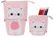 QH-Shop Federmäppchen Große Kapazität Stehen Leinwand Reißverschluss Mäppchen Niedlich Katze Make-up Tasche Teleskopisch Bleistifthalter Beutel für Schule Büro (Rosa)