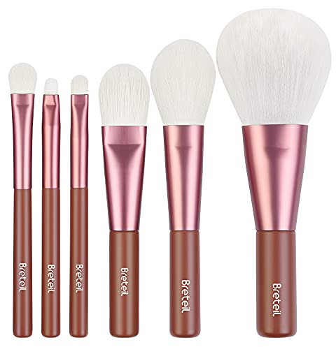 Breteil Makeup Pinsel 6 Stück dichte Borsten Make Up Pinsel Set mit kurzem Griff Professional Foundation Powder Blush Concealer Eyeshadow Make up Pinsel