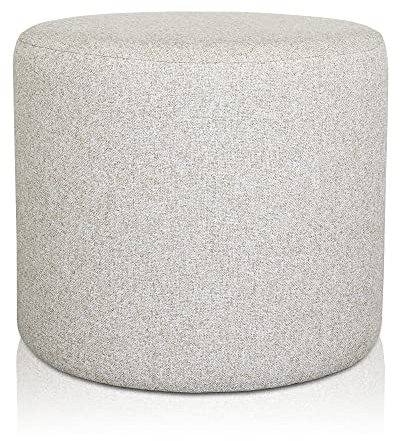 Deshome Pouf hocker Fußstütze runden Ø 50 cm Wasserabweisender Stoff: Modernes Design Pouf für Sofa Wohnzimmer Schlafzimmer, Puff hocker, Pouffe Venere Beige