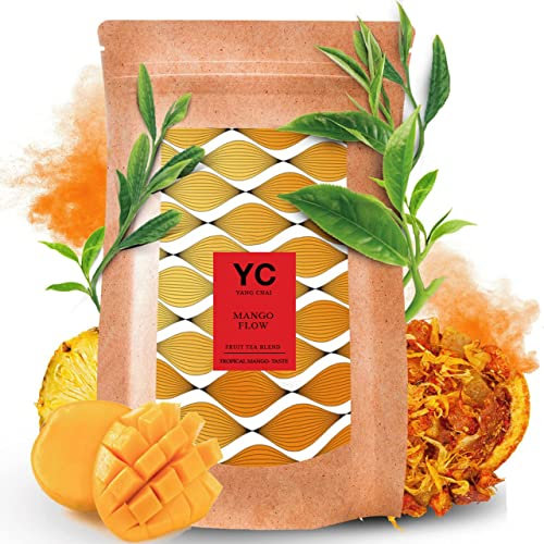 YC Yang Chai Früchtetee Lose 500g - Tropischer Mango Geschmack - Früchte Tee mit Mango, Ananas, Erdbeere, Orange & Ringelblume - Teemischung Früchte