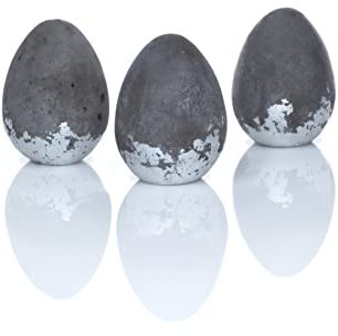 Luxerior Designs | Ostereier Set 3tlg. aus Beton mit Blattsilber (Imitat) | Ostern | Osterdeko | Osterei