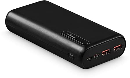 MediaRange Mobiles Ladegerät I Powerbank 20.000mAh mit LCD-Batterieanzeige, unterstützt Type-C® Power Delivery and Quick Charge, schwarz