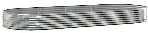 vidaXL Garden Raised Bed, Silver Powder-Coated Robust Steel, Large Outdoor Flower Bed, and, Ideal for Plants and Vegetables, Easy Assembly, 373x140x36 cm