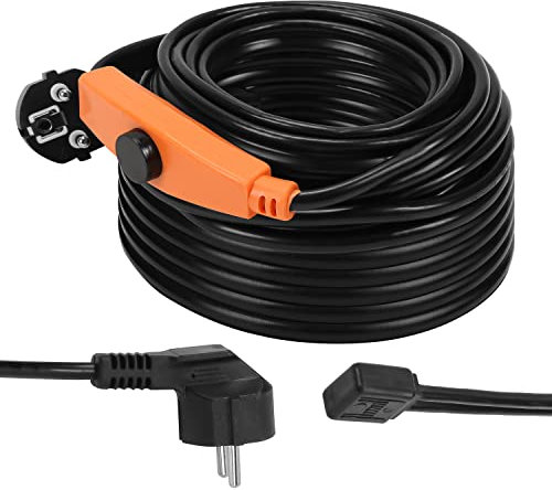 Ikodm Cavo riscaldante antigelo, 18 m, con termostato, cavo antigelo, 288 W, cavo antigelo, riscaldamento tubolare con interruttore automatico, nastro riscaldante per tubi dell'acqua in casa