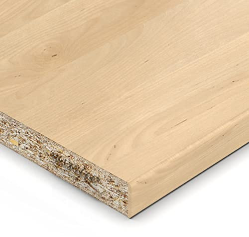 19mm Spanplatte Zuschnitt Mandal Ahorn natur melaminharzbeschichtet Länge bis 200cm Dekorplatten Zuschnitte mit Umleimer Auswahl: 160 x 20 cm (ABS Kante lange Seite)