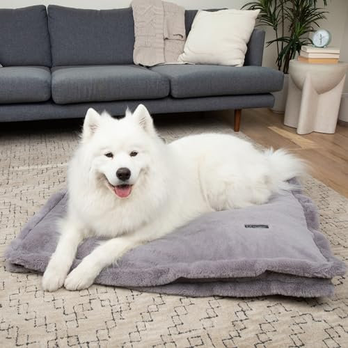 NANDOG Pet Gear Großes Kissen Haustierbett mit abnehmbarem & waschbarem Bezug für Hunde (Hellgrau, Wolke)