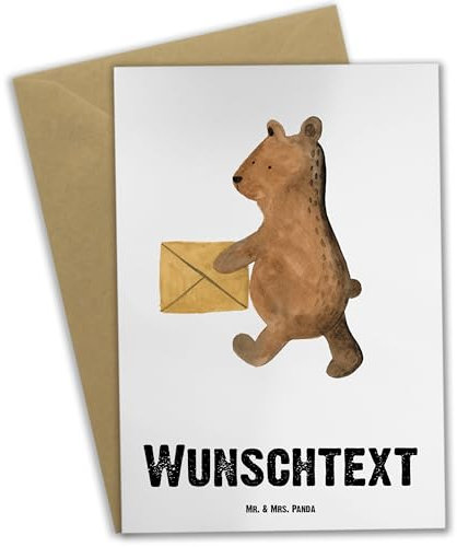 Mr. & Mrs. Panda Personalisierte Grußkarte Bär Zuhause - Geschenke, Selbst Gestalten, Hochzeitskarte, Karte, Grußkarten Personalisiert, Teddy, Geburtstagskarte, Glückwunschkarte