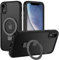 XTCASE Cover Magnetica per iPhone XR Compatibile con MagSafe, Custodia Opaco Traslucido con Supporto ad anello, Ultra Sottile Hard PC Anti-Graffio e TPU Bumper Antiurto Case, Nero