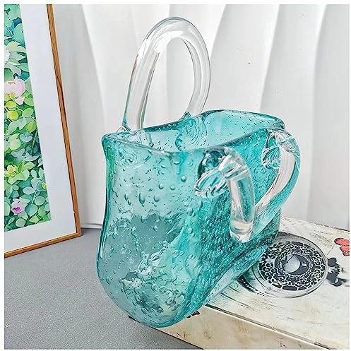Vase Tasche, Kreative Handtaschen FöRmige Vase In Taschenform Blumenvasen Glas, FüR TafelaufsäTze, Heimdekoration, Hochzeitsdekoration,Style2-Green