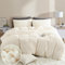 Tospass Hiver Housse de Couette Flanelle 200x200 2 Personnes Adulte Fausse Fourrure Polaire Chaude Beige Carreaux Parure de Lit Réversible Velours avec Fermeture Éclair avec 2 Taies d'oreiller 65x65cm