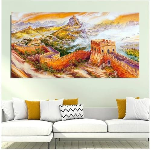 OKIKA DIY 5D Diamond Painting Kits, Landschaft Der Großen Mauer Full Drill Diamant Painting Zubehör, Malen Nach Zahlen, Diamond Painting Set, Painting by Numbers Arts Craft for Home Wall Decor 8x24in