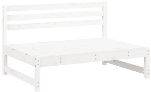 vidaXL Garten Ecksofa, Modular Gartenmöbel, Sofa Lounge Sessel für Garten Terrasse Balkon, Gartensofa Gartensessel, Weiß Massivholz Kiefer