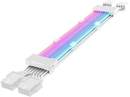 Samuliy Supply Extension Cable Rgb, ATX RGB Extension Cable, ARGB GPU Supply Cable, Synchronized PSU Cable 24 Pin Color Mode Cable Extension Kit